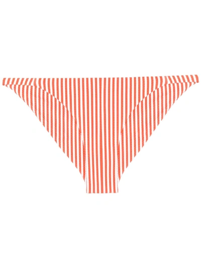 Shop Asceno Striped Bikini Bottom In Orange