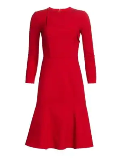 Shop Oscar De La Renta Flap-top Stretch Wool Dress In Ruby