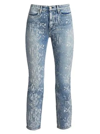 Shop Rag & Bone Mid-rise Ankle Cigarette Python Print Jeans In Worn Snake