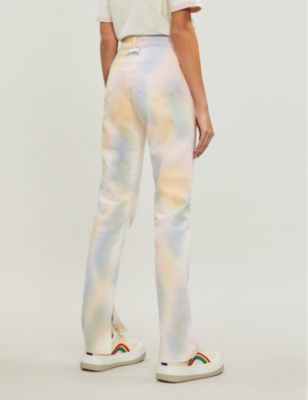 Ganni Shiloh Tie-dye Straight-leg Mid-rise Jeans In Rainbow | ModeSens