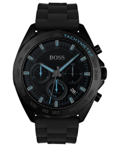 Shop Hugo Boss Men's Chronograph Intensity Black Rubber Strap Watch 44mm