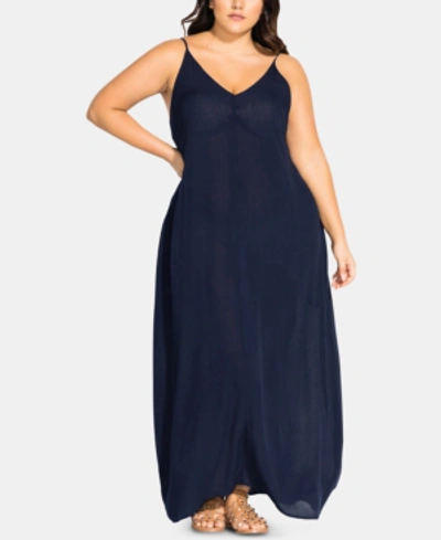 Shop City Chic Plus Size Summer Love Maxi Dress In Navy