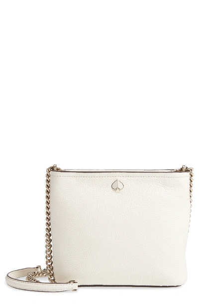 Shop Kate Spade Small Polly Leather Crossbody Bag - White In Parchment