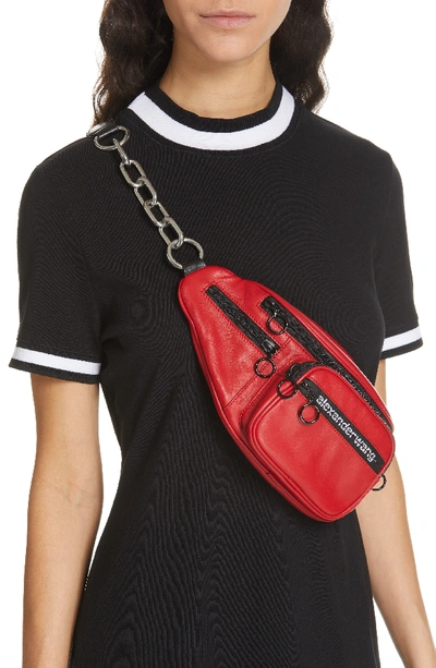 Shop Alexander Wang Attica Logo Leather Belt Bag - Red