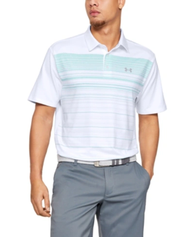 Shop Under Armour Men's Playoff Polo In White/blue