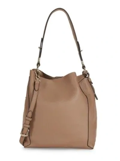 Shop Vince Camuto Small Grained Leather Hobo Bag In Fawn