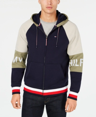 Shop Tommy Hilfiger Men's Corporal Colorblocked Hoodie In Navy Blazer-pt/ Multi