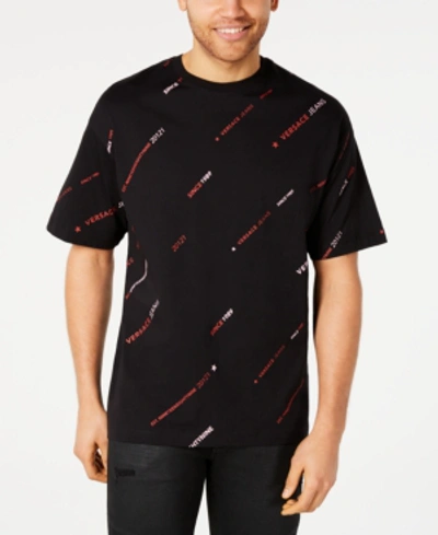 Shop Versace Men's Allover Logo Graphic T-shirt In Black