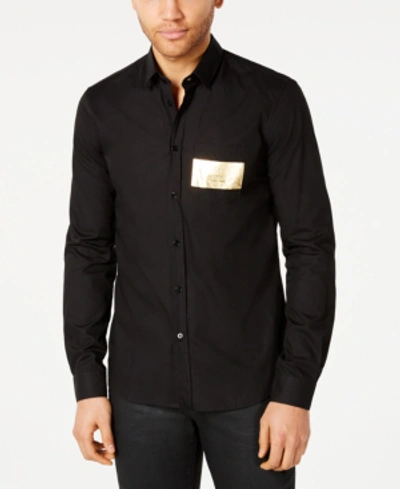 Shop Versace Men's Logo Graphic Shirt In Black