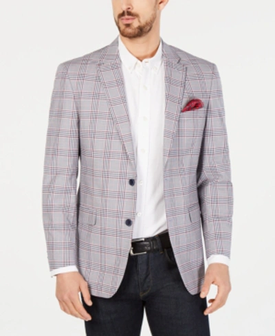 Shop Tommy Hilfiger Men's Modern-fit Thflex Stretch Red/white Plaid Sport Coat