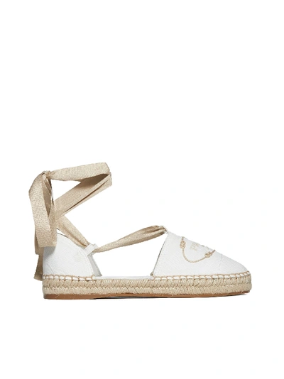 Shop Prada Flat Shoes In Bianco