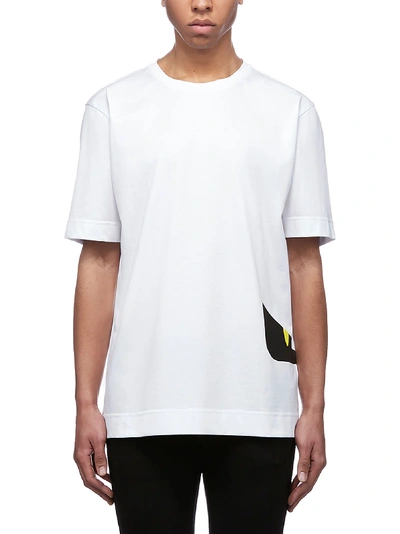 Shop Fendi Side Print T-shirt In Bianco Nero Giallo