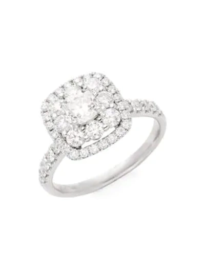 Shop Saks Fifth Avenue 14k White Gold & Diamond Pendant Ring In Silver