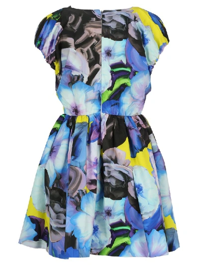 Shop Msgm Floral Print Mini Dress In Blue Flower Print