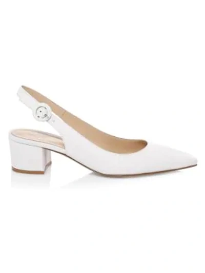 Shop Gianvito Rossi Leather Slingback Pumps In White