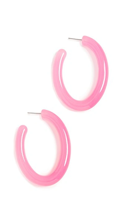 Shop Baublebar Oval Hoop Earrings In Hot Pink