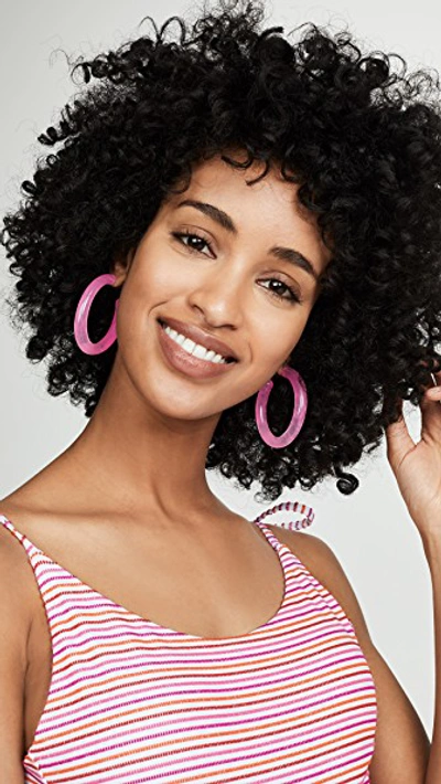 Shop Baublebar Oval Hoop Earrings In Hot Pink