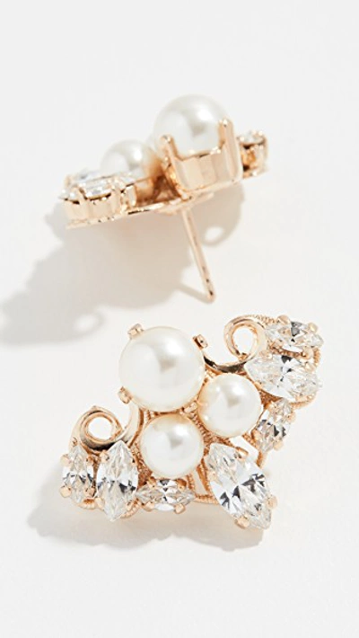 Shop Anton Heunis Cluster Earrings In Clear/cream