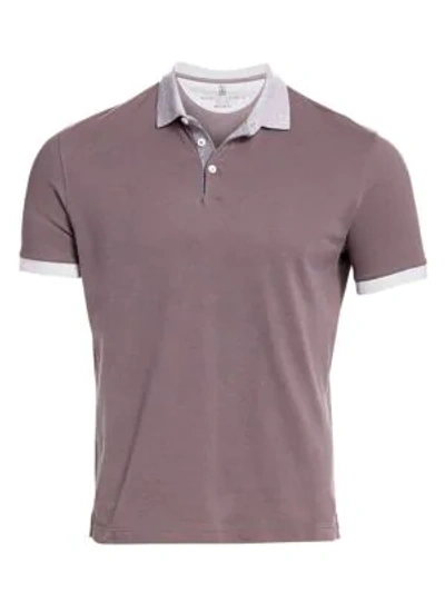 Shop Brunello Cucinelli Short-sleeve Cotton Polo In Purple