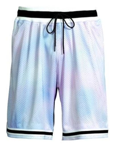 Shop John Elliott Tie-dye Mesh Basketball Shorts In Ocean Lavender