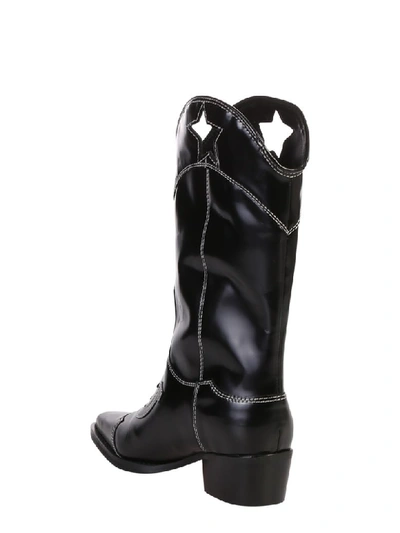 Shop Ganni Cowboy Boots In Black