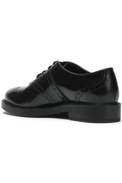 Shop Tod's Gomma Perforated Glossed-leather Brogues In Black