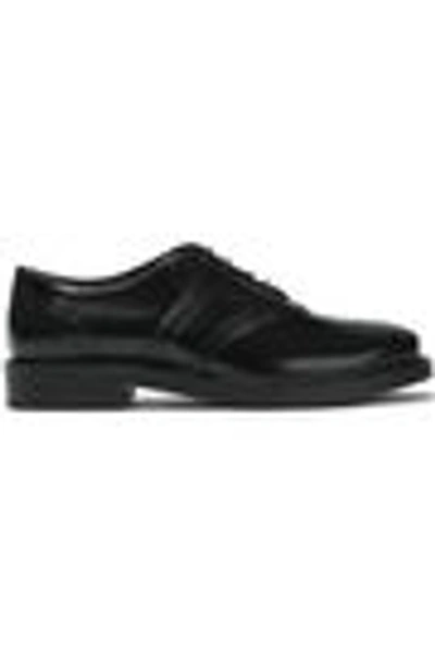 Shop Tod's Gomma Perforated Glossed-leather Brogues In Black