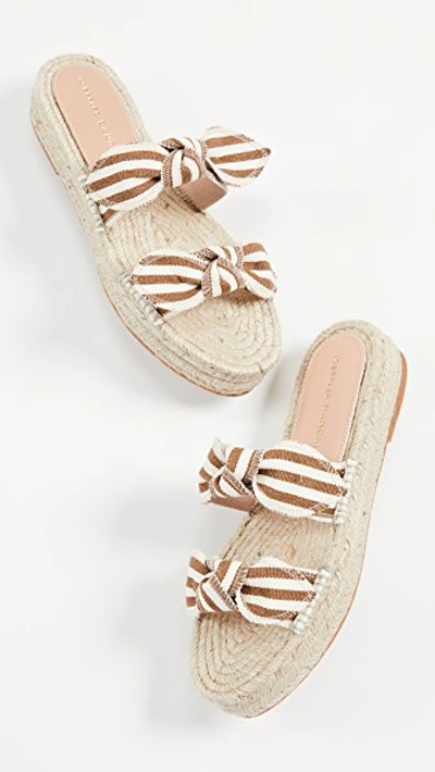 Shop Loeffler Randall Daisy Two Bow Platform Espadrille Sandals In Amber/natural