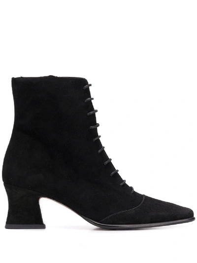 Shop By Far Square Toe Boots In Black