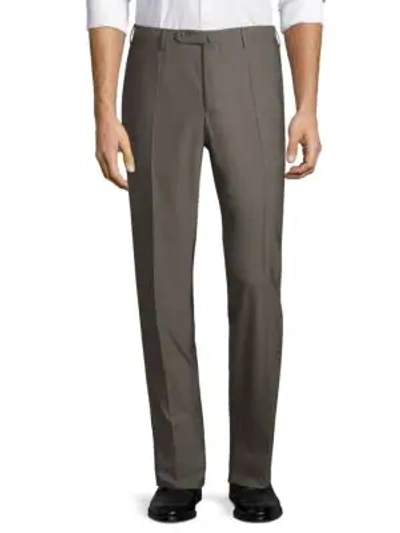 Shop Incotex Matty Straight-leg Wool Pants In Dark Brown