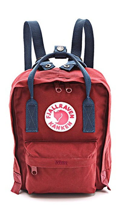 Shop Fjall Raven Kanken Mini Backpack In Ox Red/royal Blue