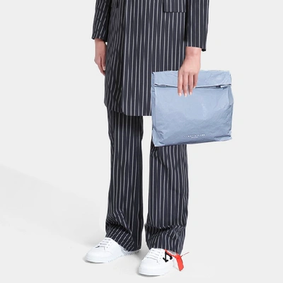 Shop Simon Miller | S810 Xl Lunchbag 30 Cm Bag In Grey Petrol Paper Wet Lambskin In Blue