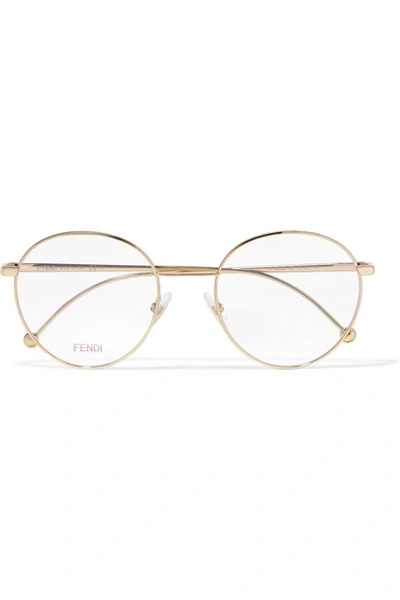 Shop Fendi Round-frame Gold-tone Optical Glasses