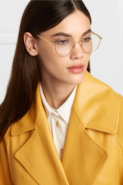 Shop Fendi Round-frame Gold-tone Optical Glasses