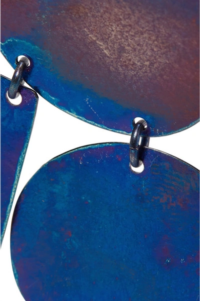 Shop Annie Costello Brown Masha Oxidized Earrings In Blue