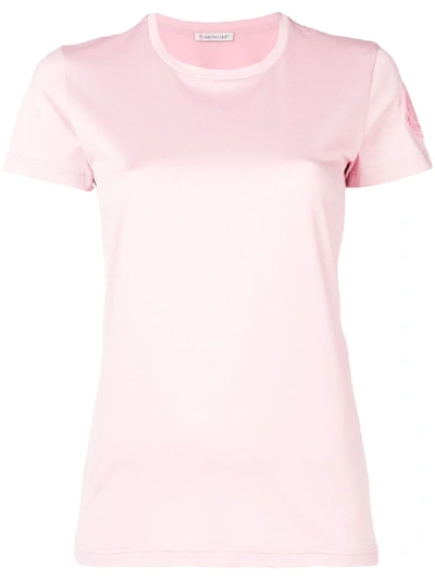 Shop Moncler Logo Patch T-shirt - Pink