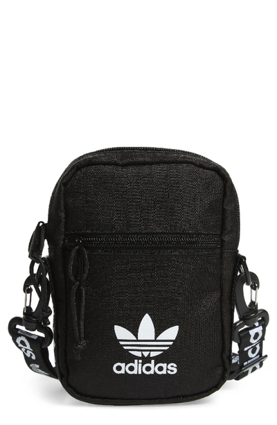 Shop Adidas Originals Logo Belt Bag - Black In Black/ White