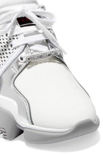 Shop Givenchy Jaw Mesh And Suede-trimmed Leather, Neoprene And Rubber Sneakers In Silver