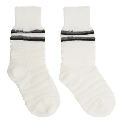 Shop Issey Miyake Men White Step Border Socks In 01 White