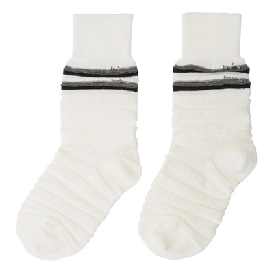 Shop Issey Miyake Men White Step Border Socks In 01 White