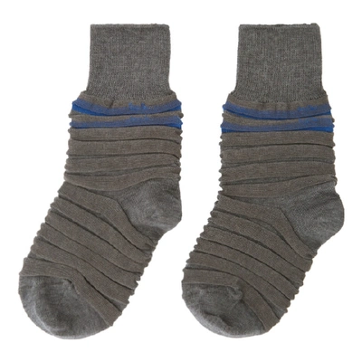Shop Issey Miyake Men Grey Step Border Socks In 12 Gray