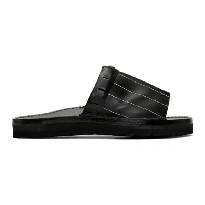 Shop Issey Miyake Men Black Stripe Sandals In 15 Black