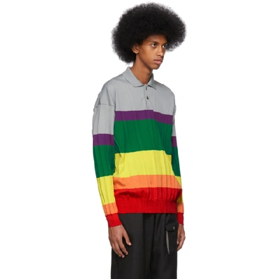 Shop Issey Miyake Men Multicolor Wrinkle Knit Polo In 96 Multicol