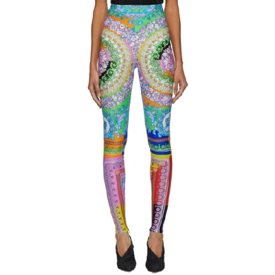 Shop Versace Multicolor Floral Mania Leggings In A7000 Multi