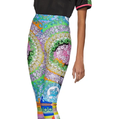 Shop Versace Multicolor Floral Mania Leggings In A7000 Multi