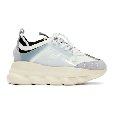 Shop Versace White & Purple Chain Reaction Sneakers