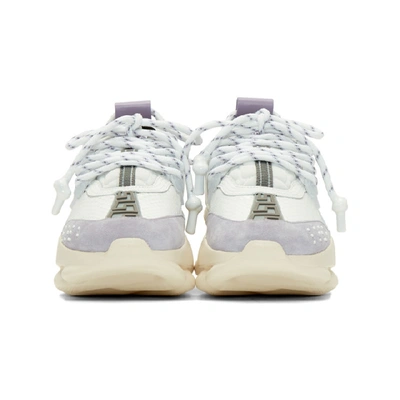 Shop Versace White & Purple Chain Reaction Sneakers