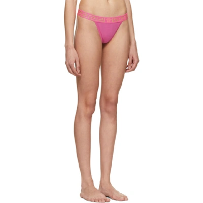 Shop Versace Pink Medusa Thong