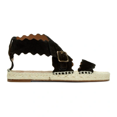 Shop Chloé Chloe Black Suede Strap Sandals