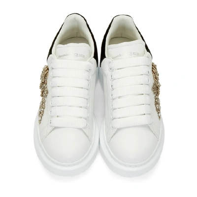 Shop Alexander Mcqueen White And Black Crystal Oversized Sneakers In 9089 Op.whi